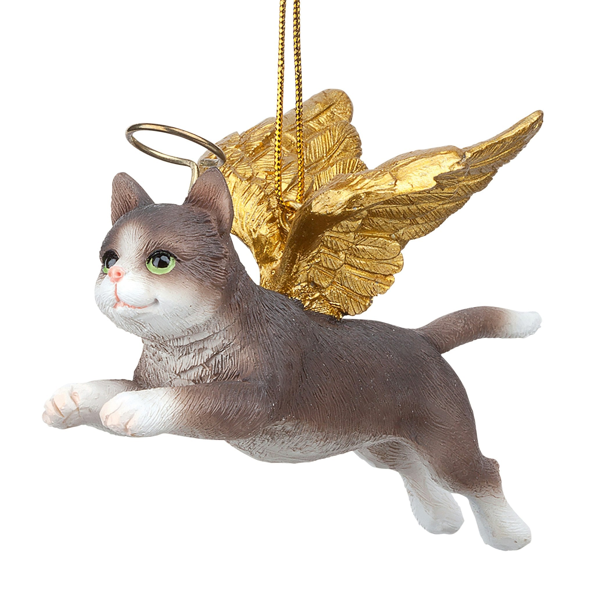 Honor the Feline: Grey Tabby Holiday Cat Angel Ornament