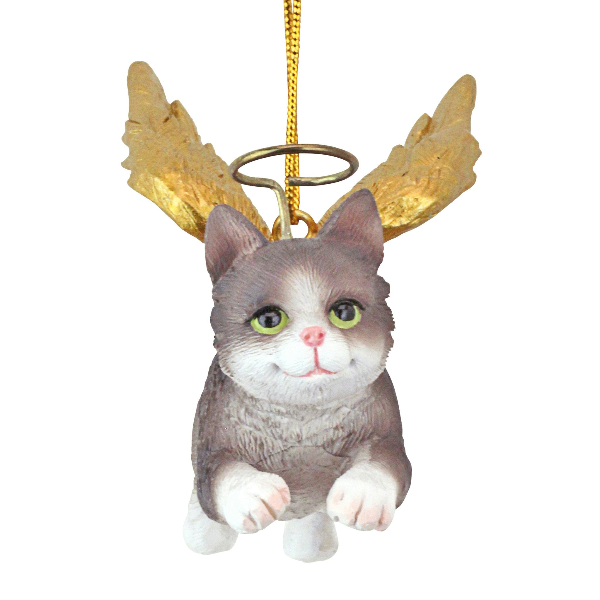 Honor the Feline: Grey Tabby Holiday Cat Angel Ornament