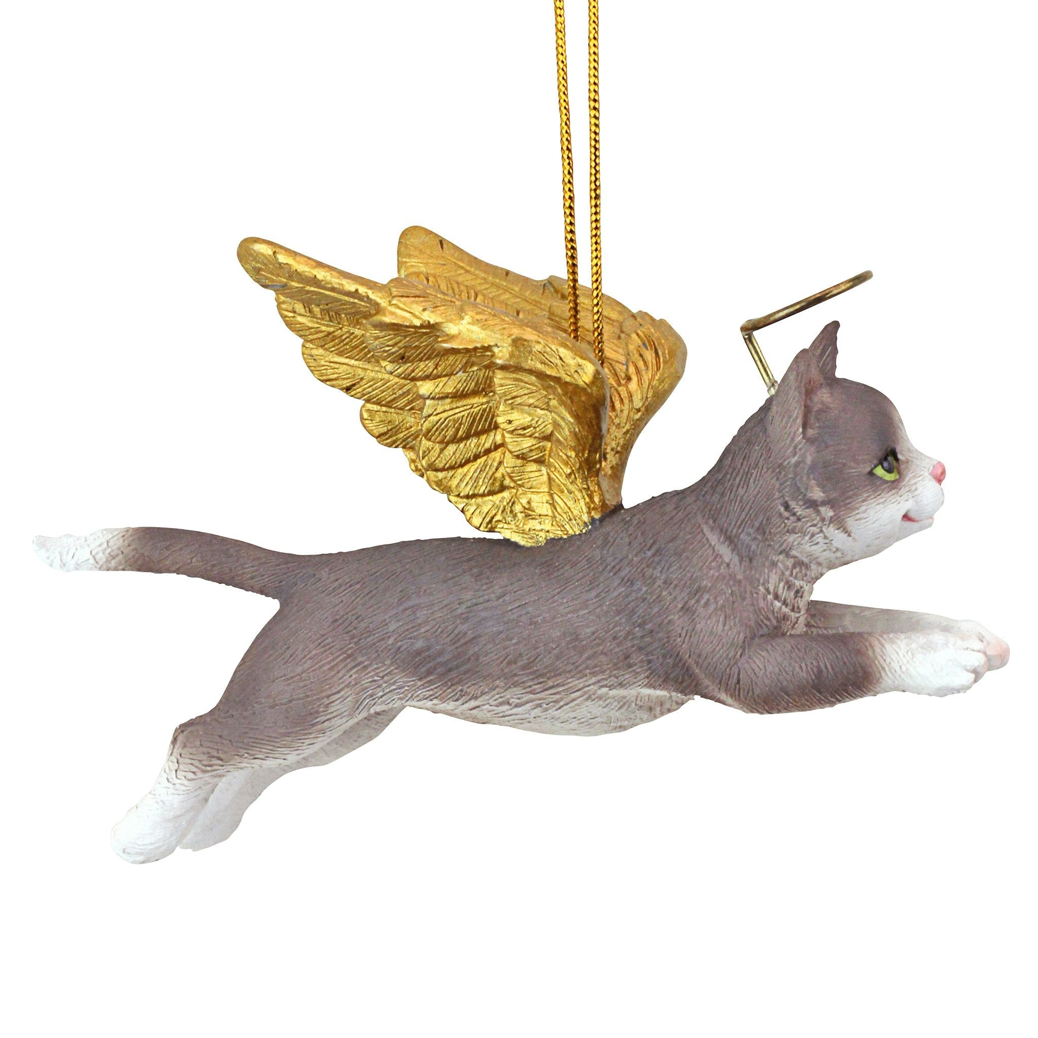 Honor the Feline: Grey Tabby Holiday Cat Angel Ornament