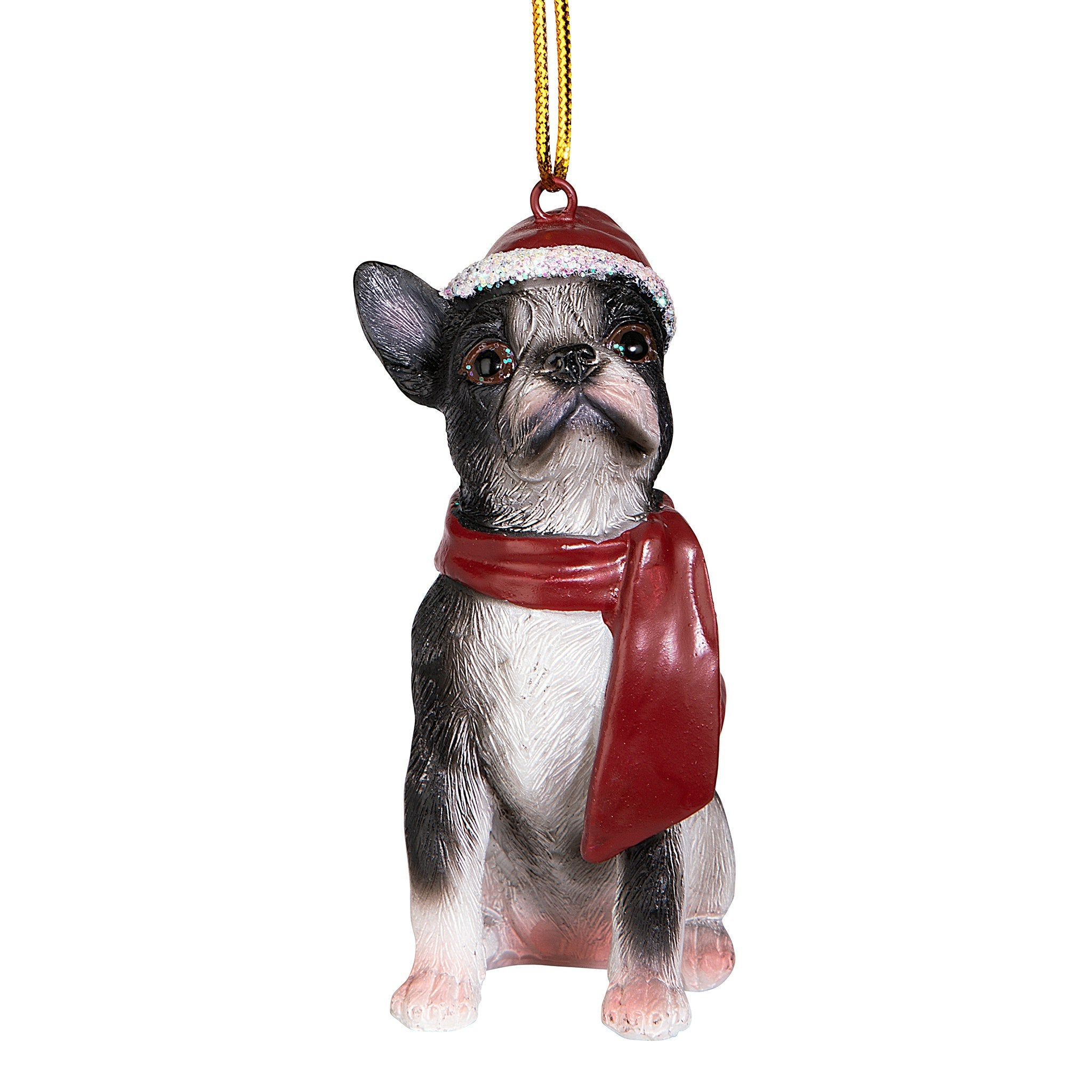 Boston Terrier Holiday Dog Ornament Sculpture