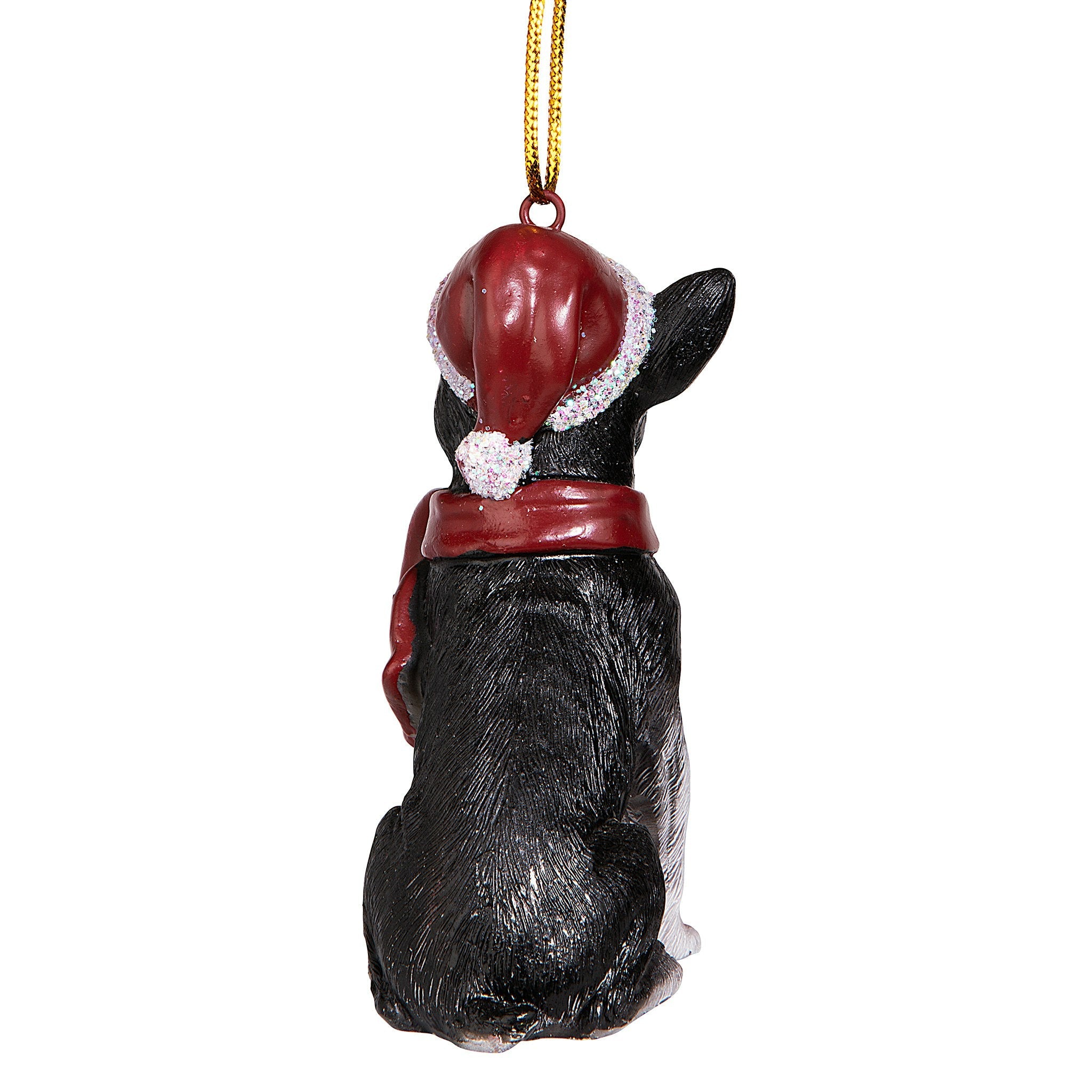 Boston Terrier Holiday Dog Ornament Sculpture