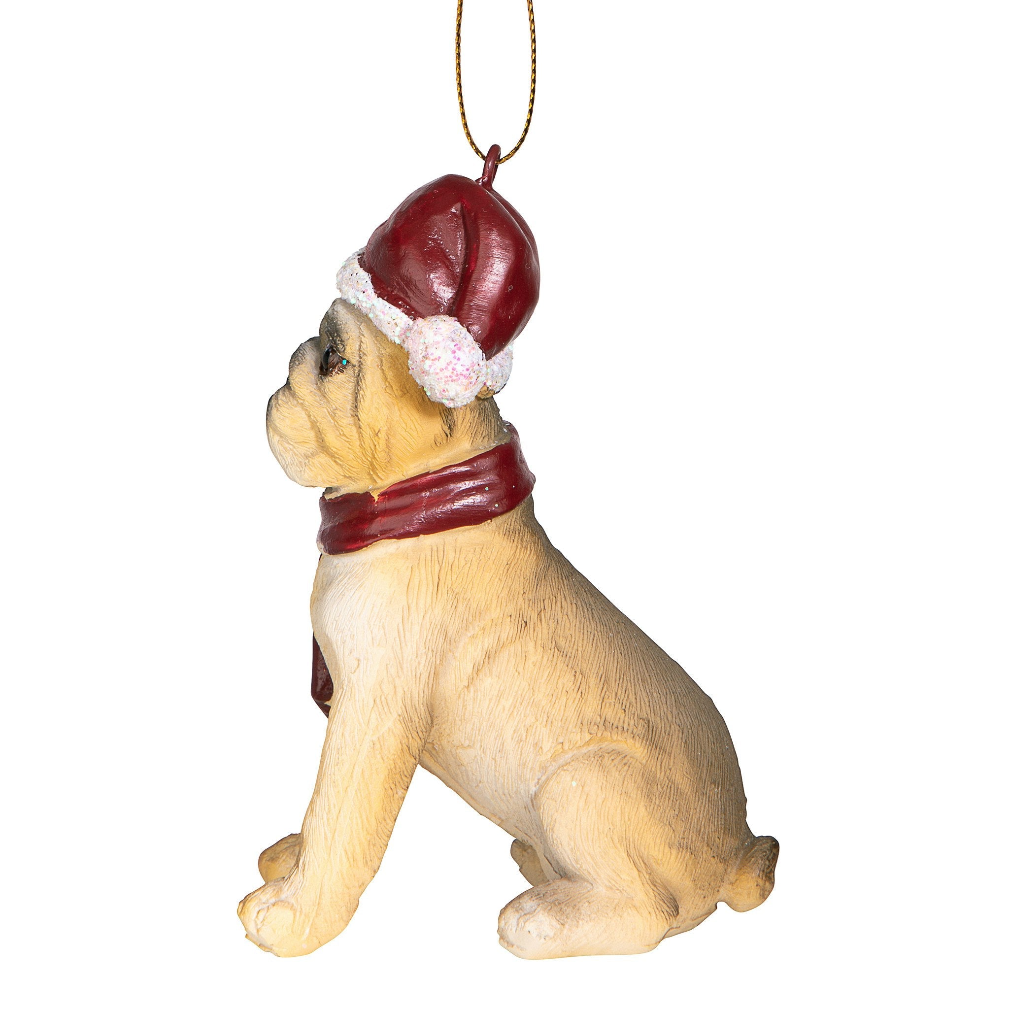 Bulldog Holiday Dog Ornament Sculpture