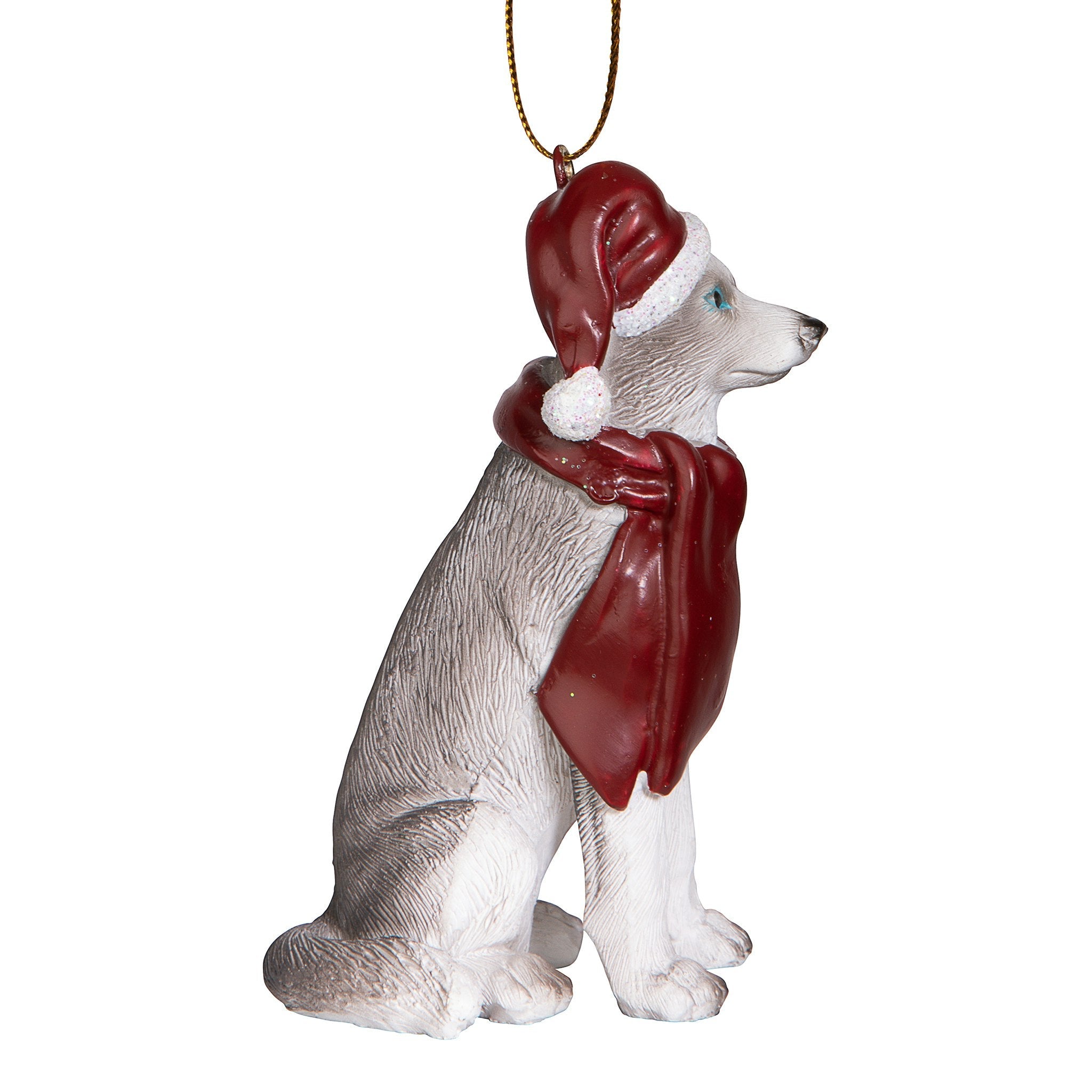 Siberian Husky Holiday Dog Ornament Sculpture