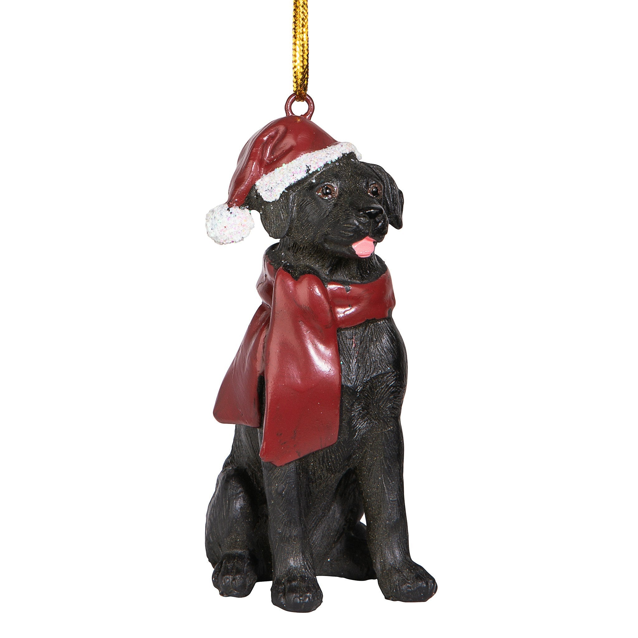 Black Labrador Retriever Holiday Dog Ornament Sculpture