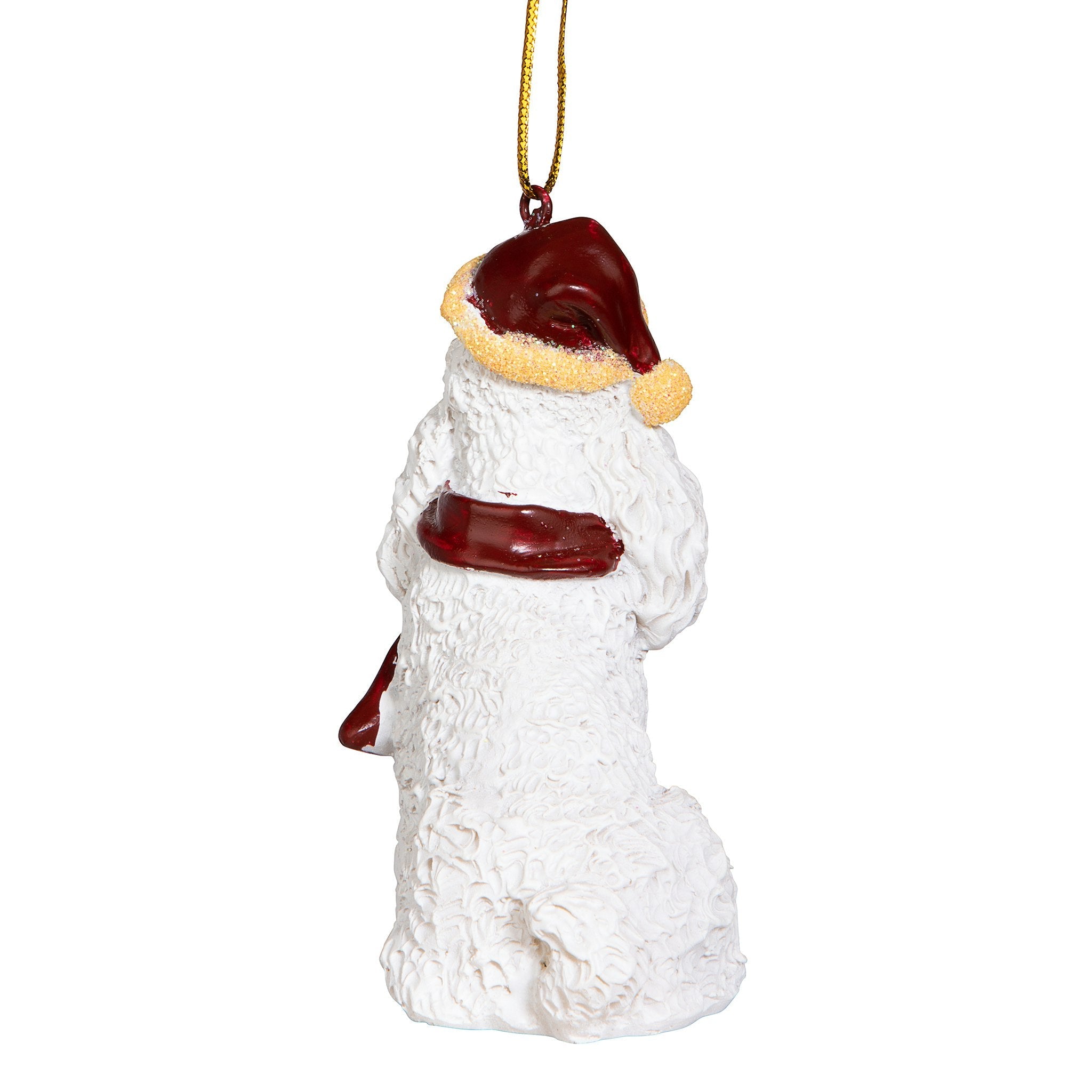 White Poodle Holiday Dog Ornament Sculpture