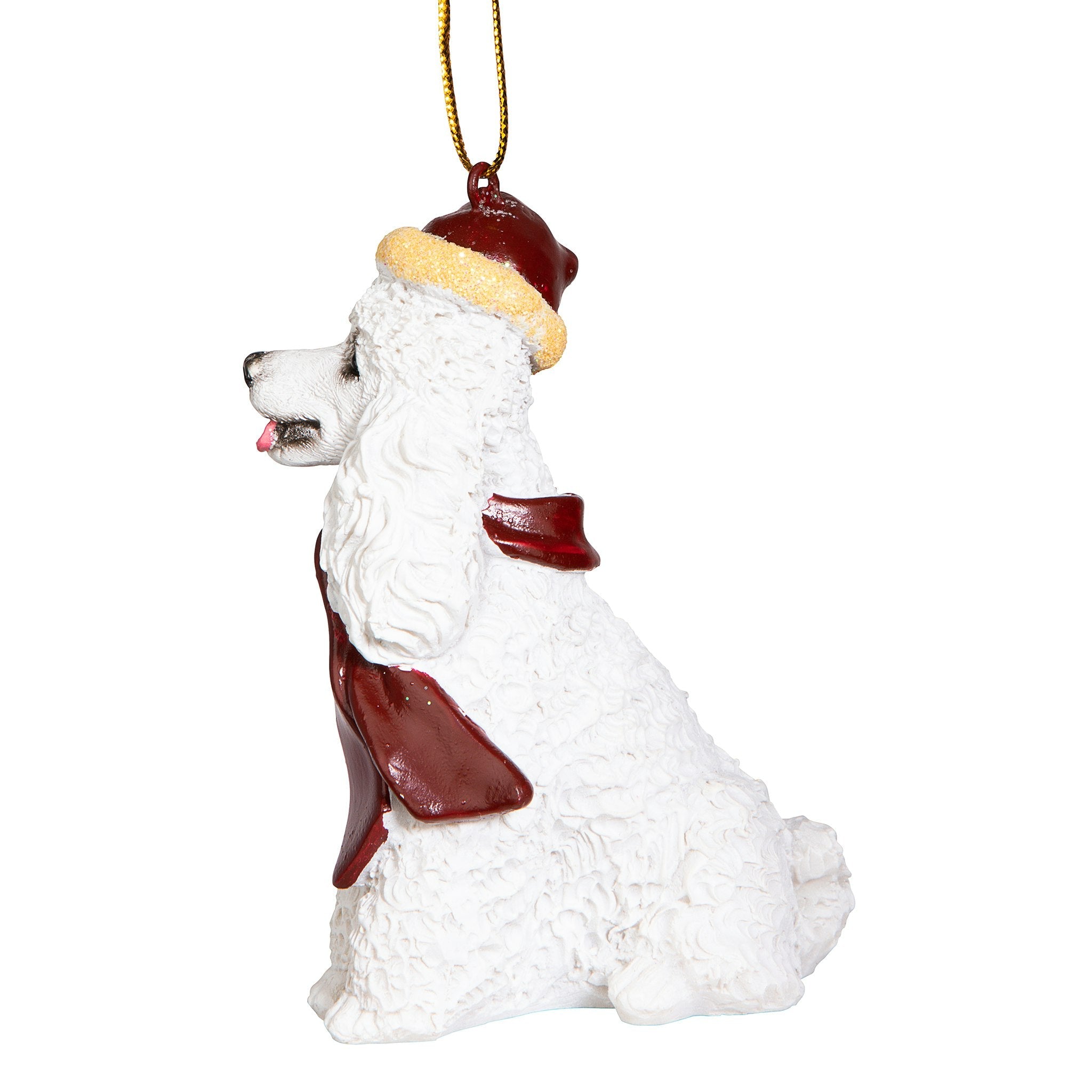 White Poodle Holiday Dog Ornament Sculpture