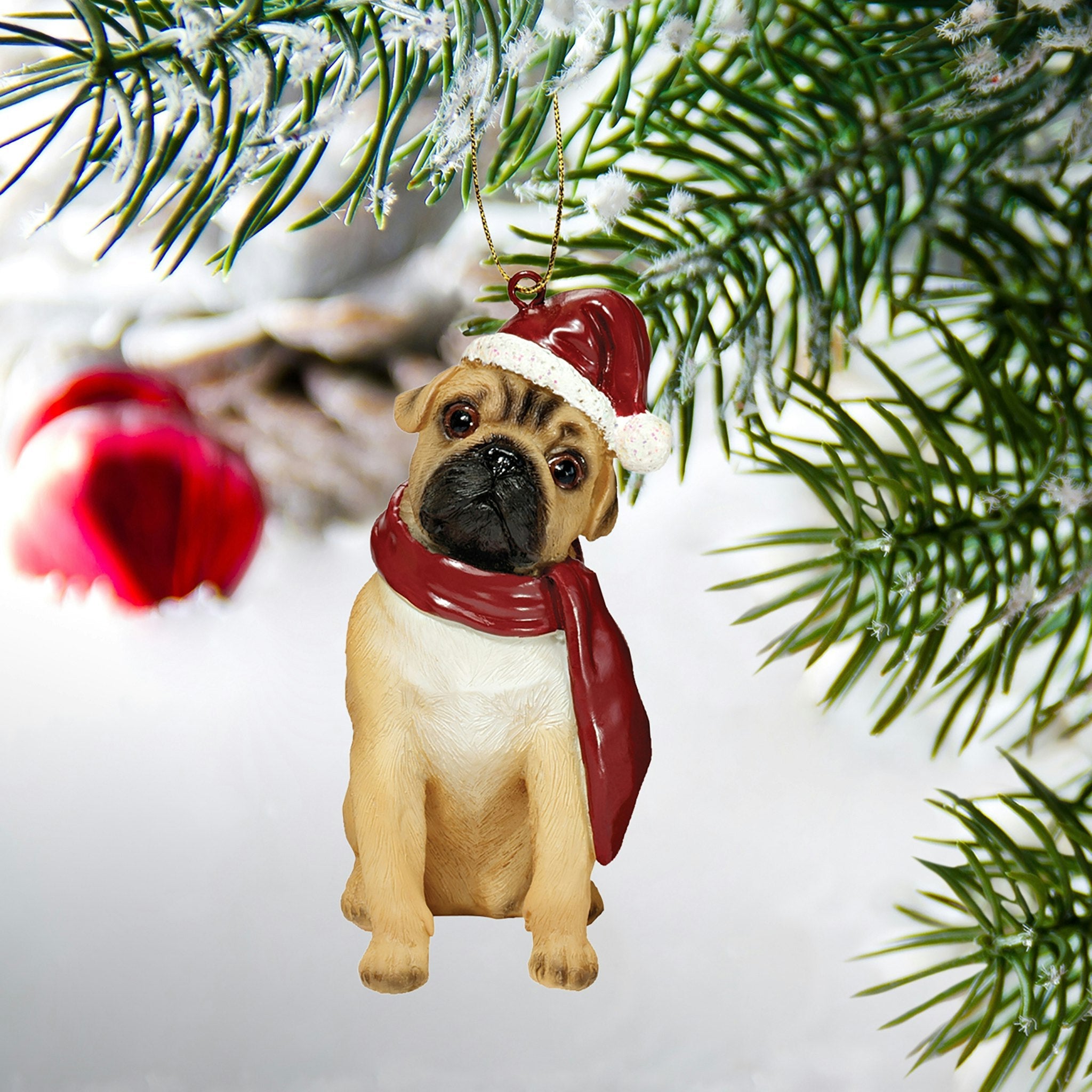 Pug Holiday Dog Ornament Sculpture