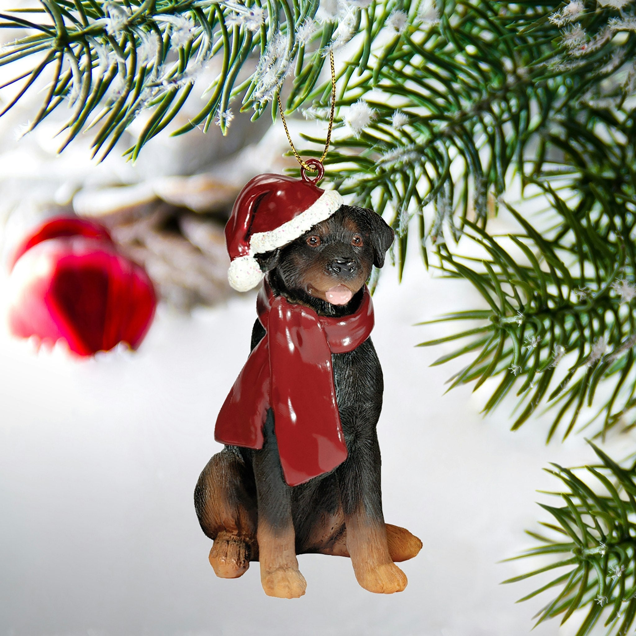 Rottweiler Holiday Dog Ornament Sculpture