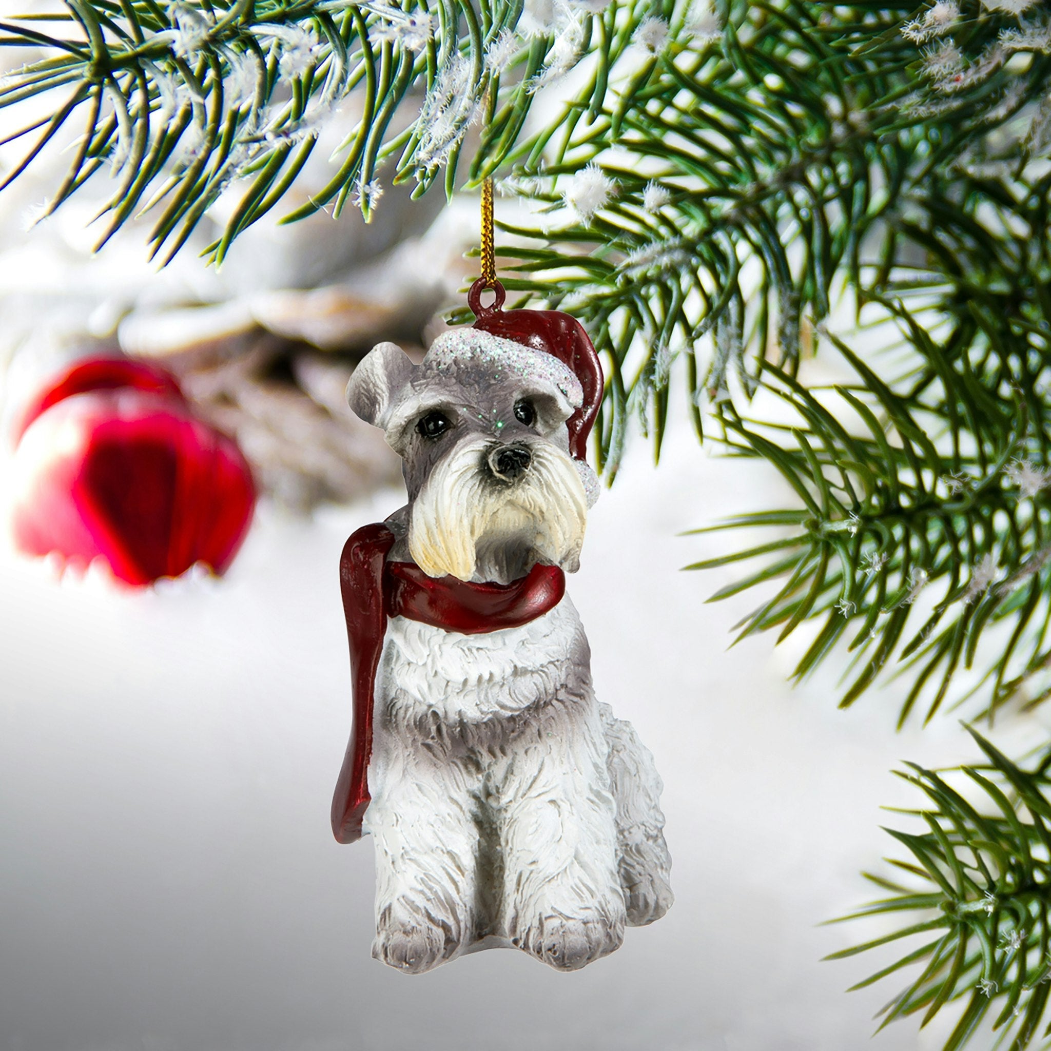 Miniature Schnauzer Holiday Dog Ornament Sculpture