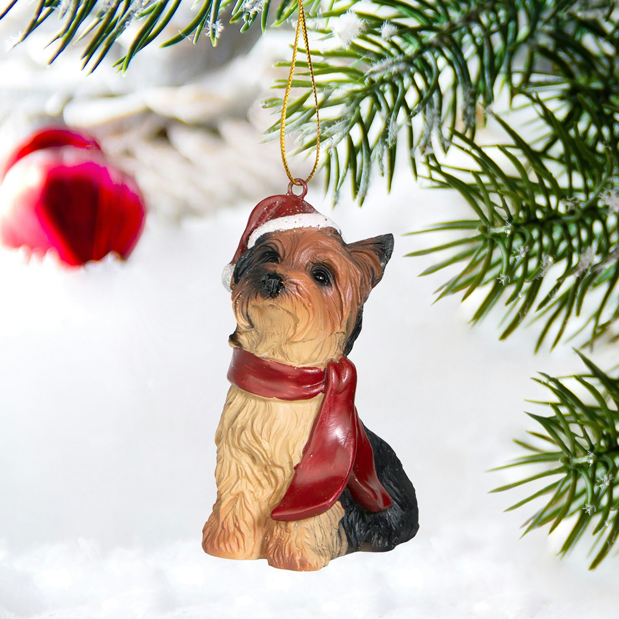 Yorkshire Terrier Holiday Dog Ornament Sculpture