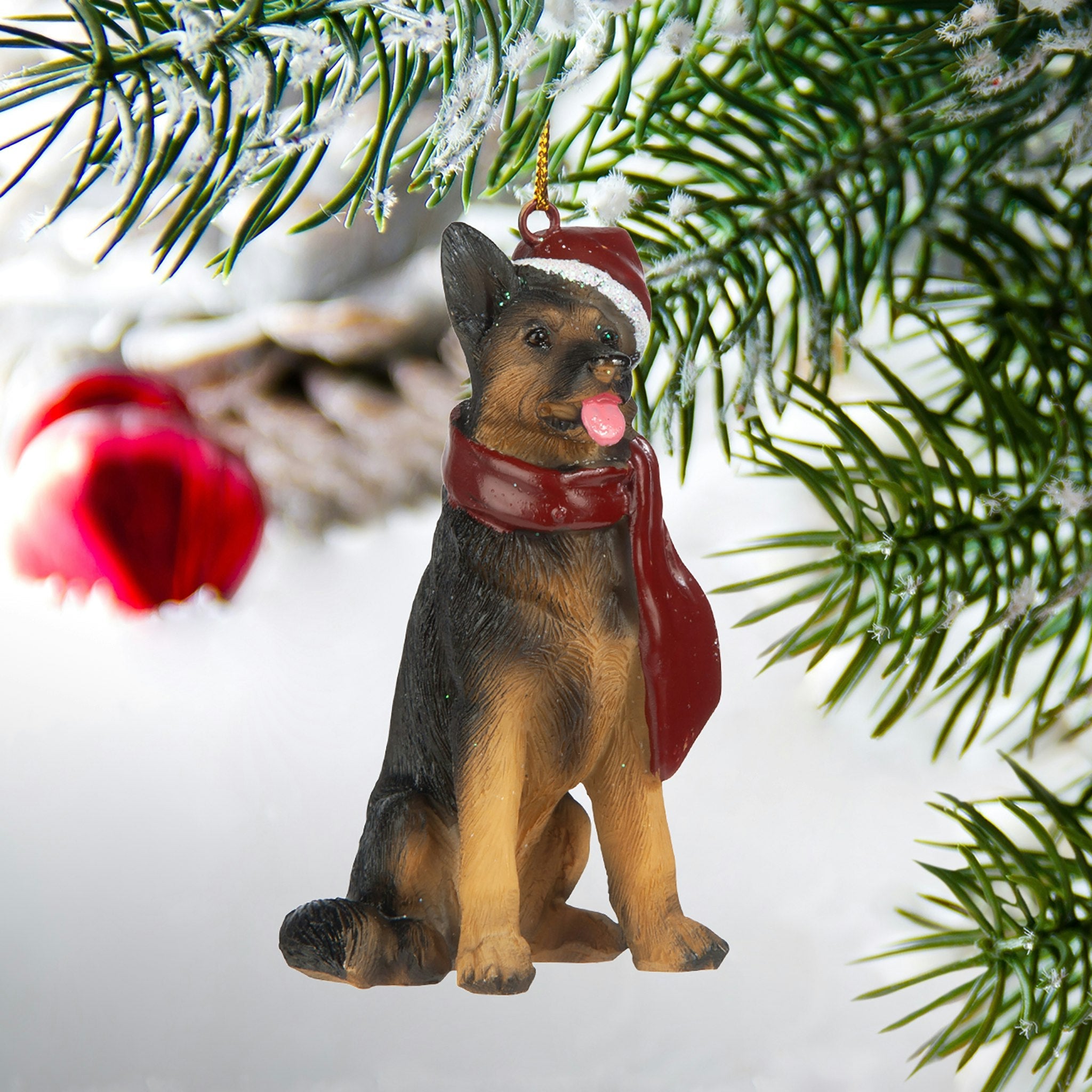 German Shepard Holiday Dog Ornament Sculpture