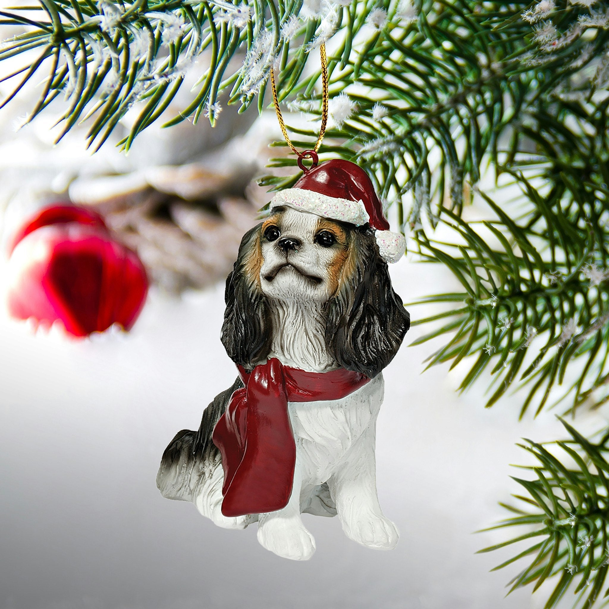 Cavalier King Charles Spaniel Holiday Dog Ornament Sculpture