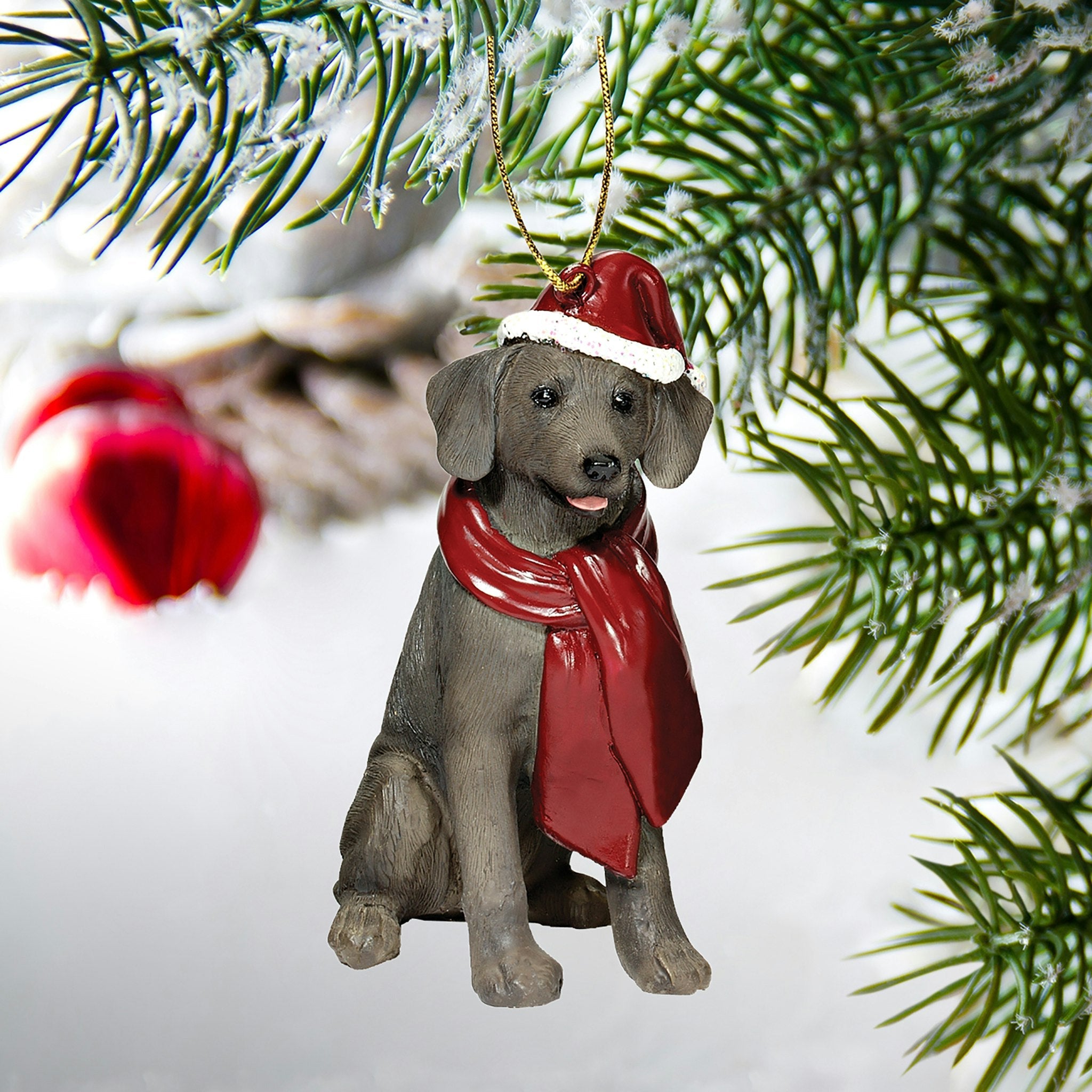 Weimaraner Holiday Dog Ornament Sculpture