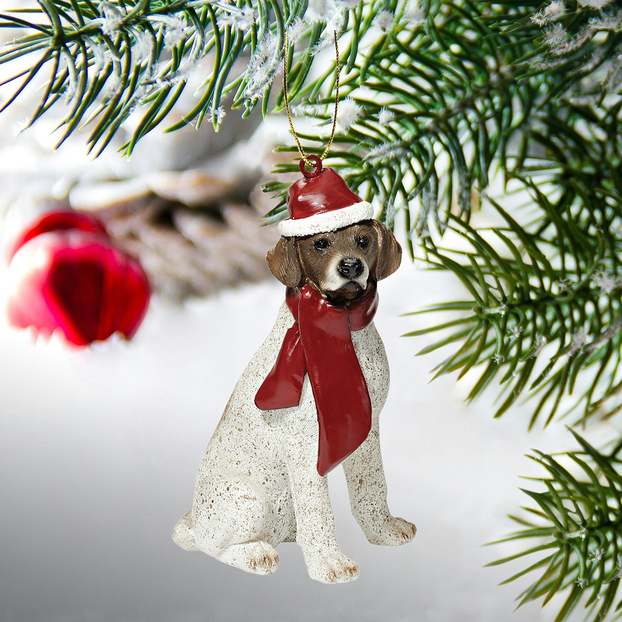 Pointer Holiday Dog Ornament Sculpture