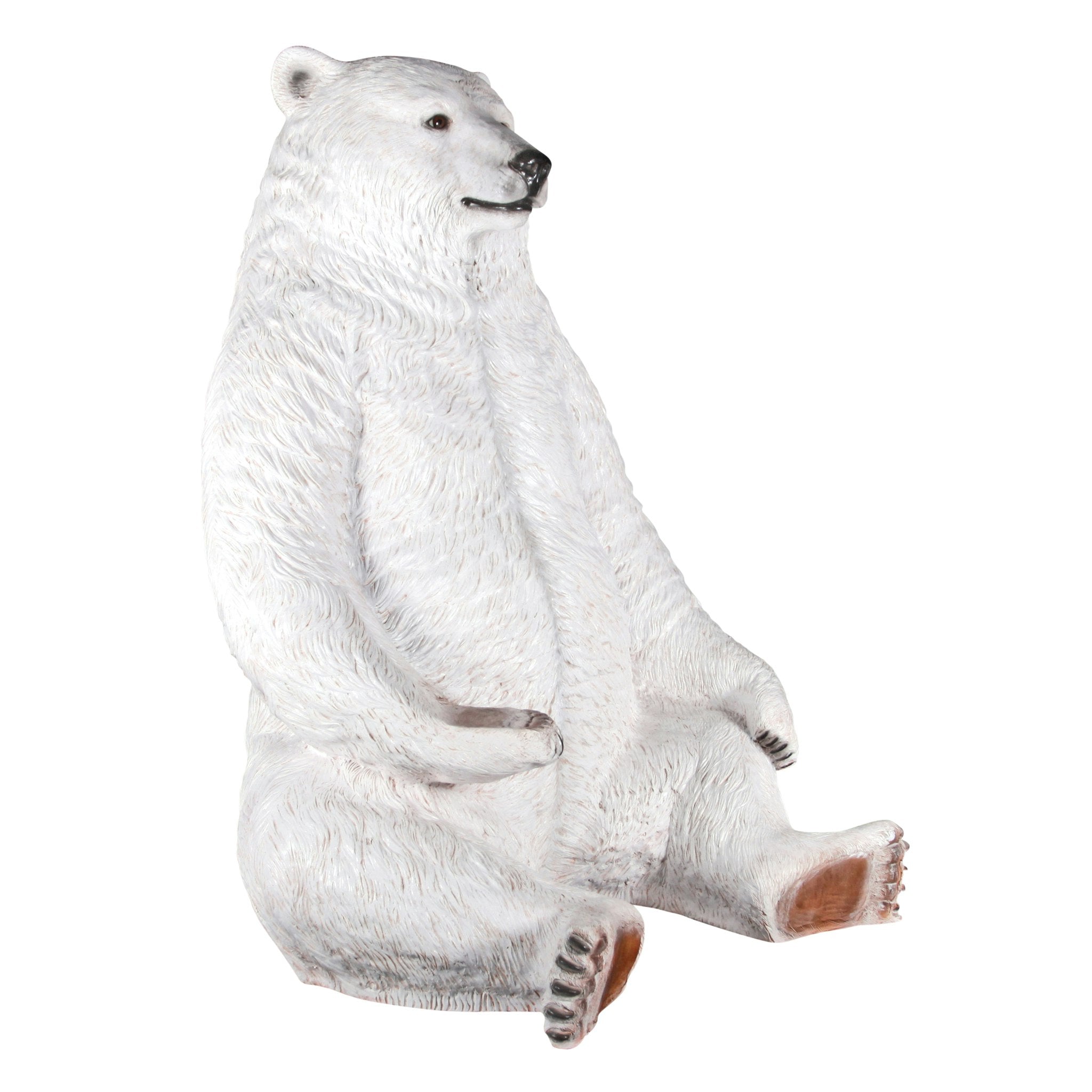 Sitting Pretty Oversized Polar Bear Statue with Paw Seat