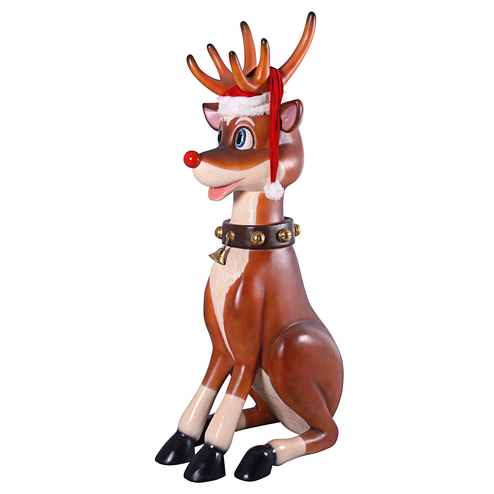 Santa's Life Size Red-Nosed Christmas Reindeer Statue