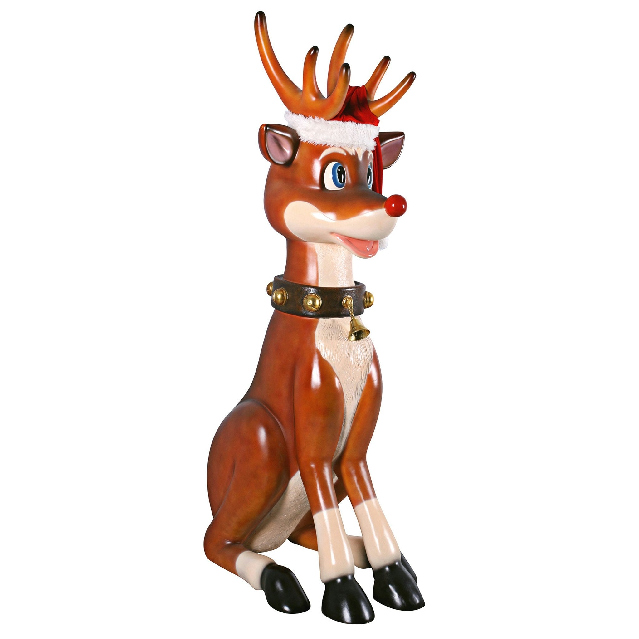 Santa's Life Size Red-Nosed Christmas Reindeer Statue