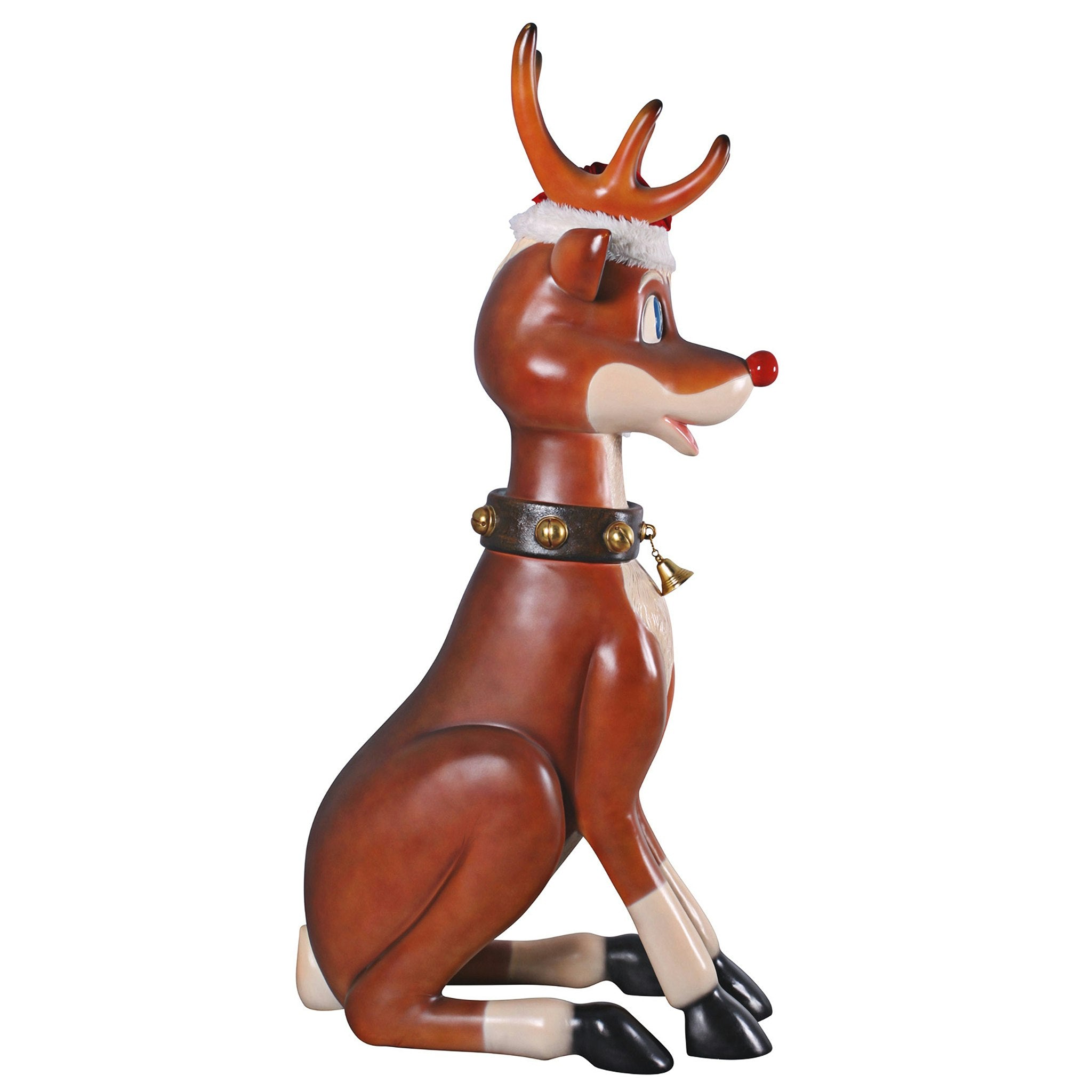 Santa's Life Size Red-Nosed Christmas Reindeer Statue