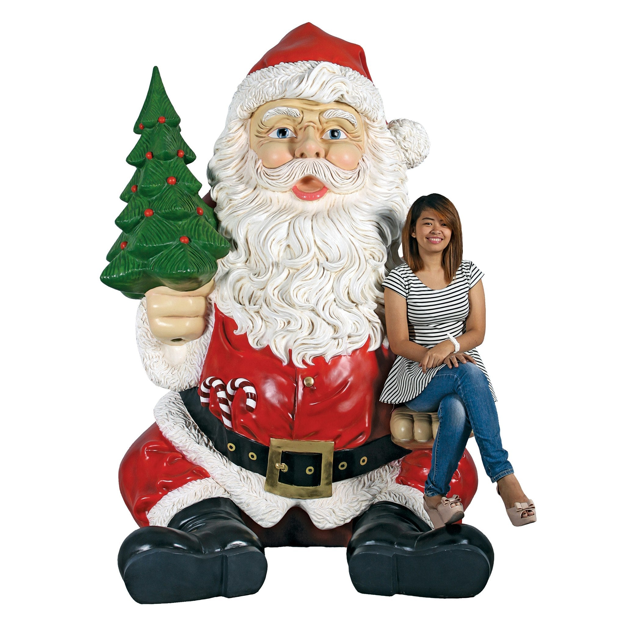 Giant Sitting Santa Claus Statue with Hand Seat