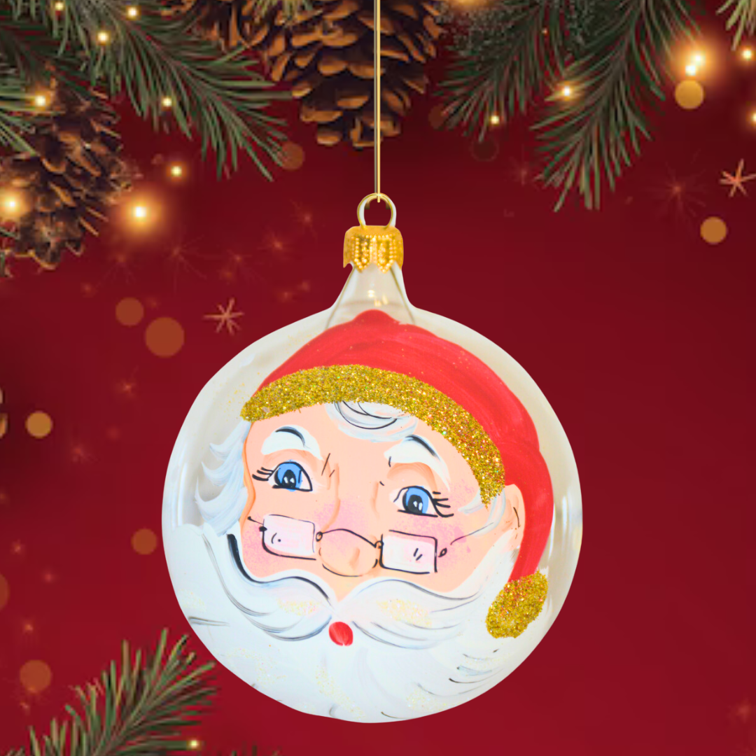 4" Hand Painted Italian Import Christmas Ornament-  Cheerful Holiday Santa