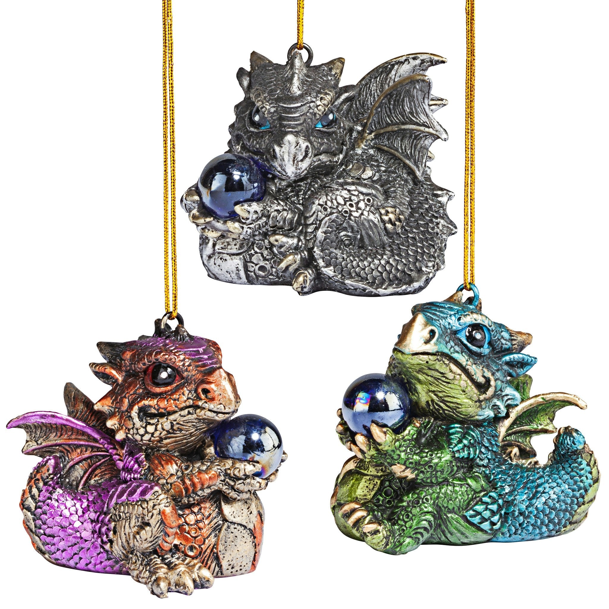 Three Dragon Virtues Gothic Holiday Ornament Set of Three