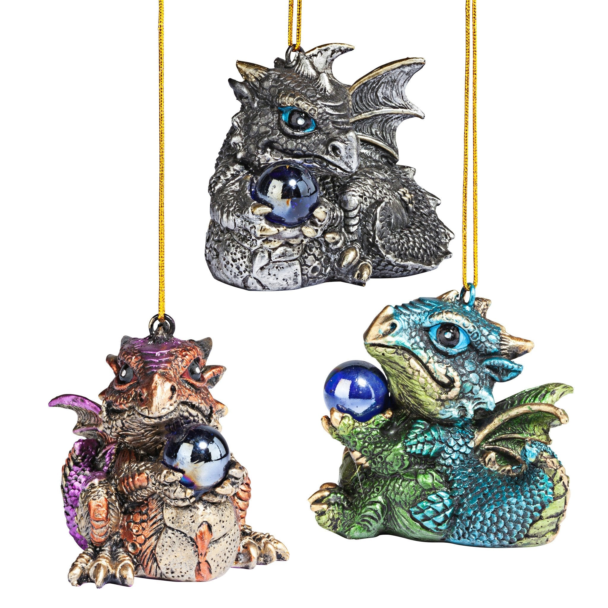 Three Dragon Virtues Gothic Holiday Ornament Set of Three