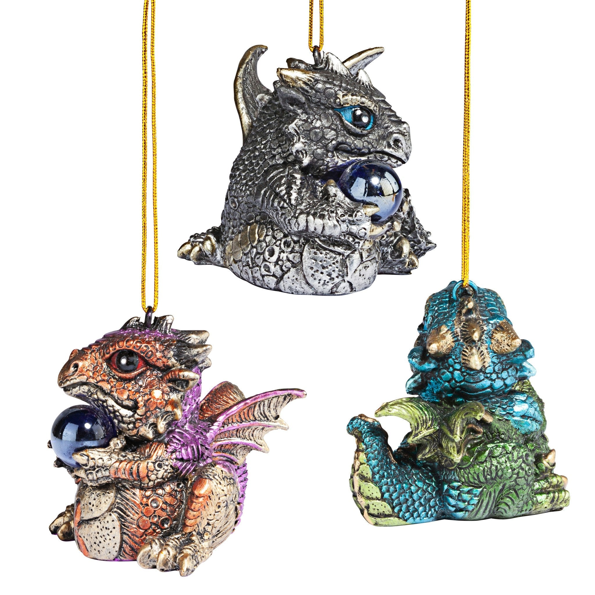 Three Dragon Virtues Gothic Holiday Ornament Set of Three