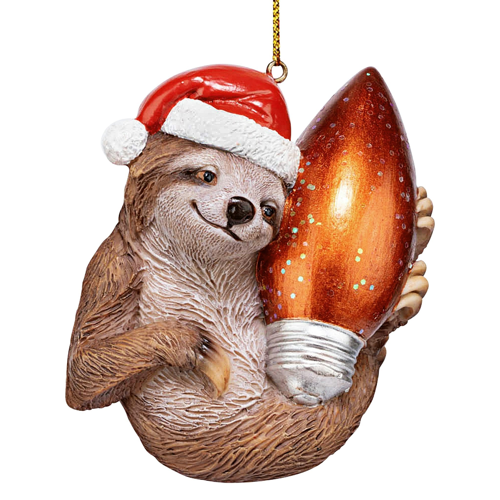 Santa's Holiday Season Sloth Christmas Ornament: Each