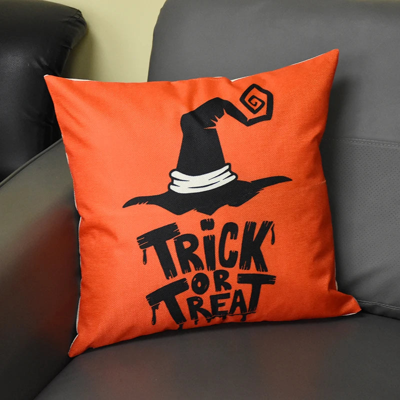 Halloween Ghost & Pumpkin Cushion Cover