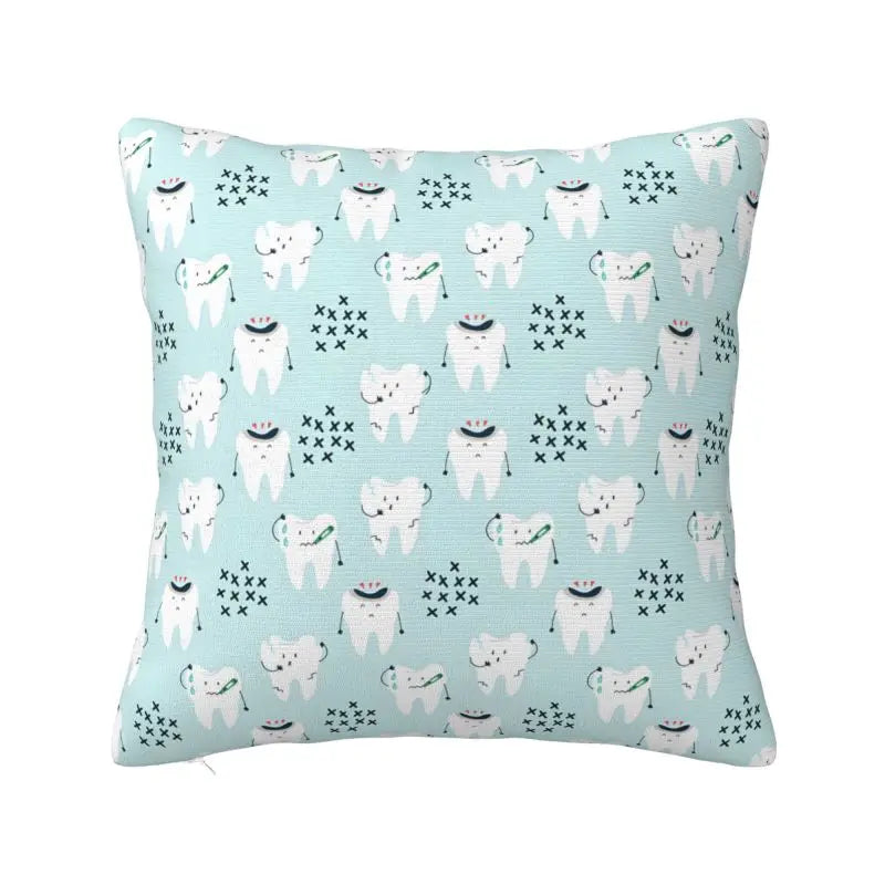 Custom Kawaii Tooth Fairy Pattern Teeth Pillow Case Care Dental Health Chair Cushion Cover Square Pillowcase