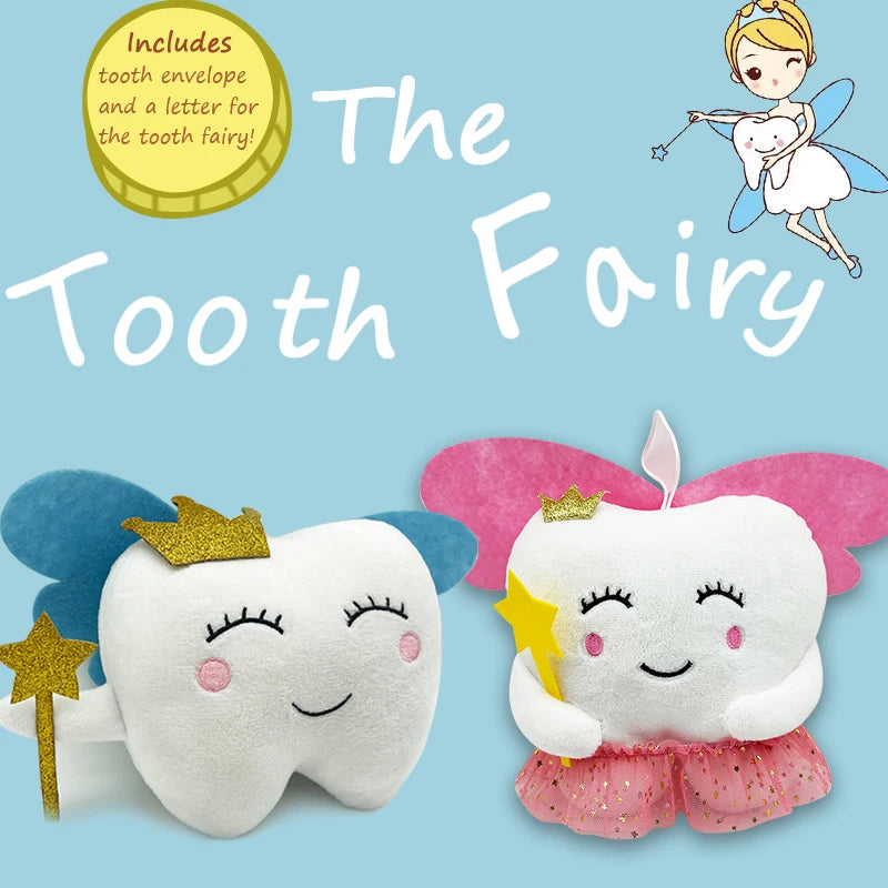 TreasuringU Tooth Fairy Plush Toys Cartoon Soft Stuffed Tooth Dolls Cute Car House Pillow Birthday Gift for Children Kids