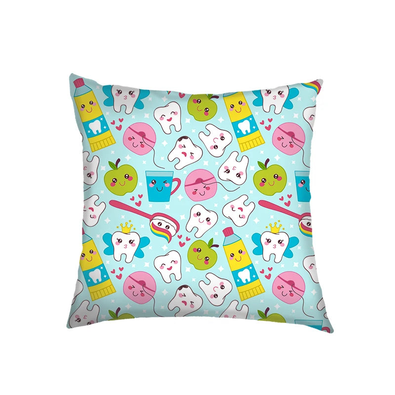 Cartoon Tooth / Teeth / Floss Cushion Covers Tooth Fairy Pillowcases Sofa Bedroom House Office Pillowcase Home Party Car Bedding