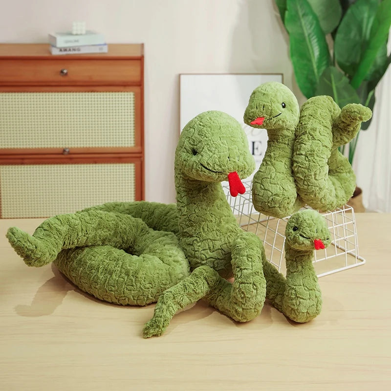 Green Cartoon Snake Pillow