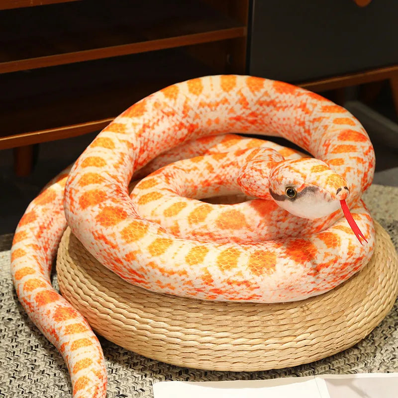 Realistic Plush Python Snake Pillow for Home Decor