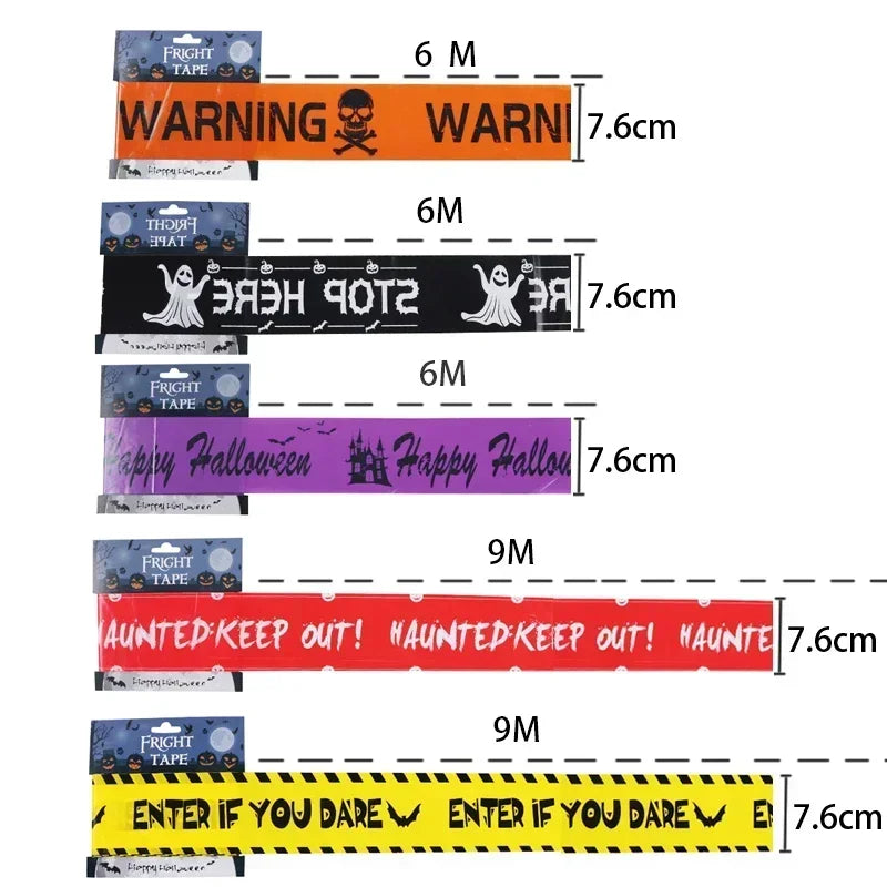 Halloween Isolation Warning Strip Scene Decoration Props Halloween Europe and The United States Skull Decoration Warning Strip