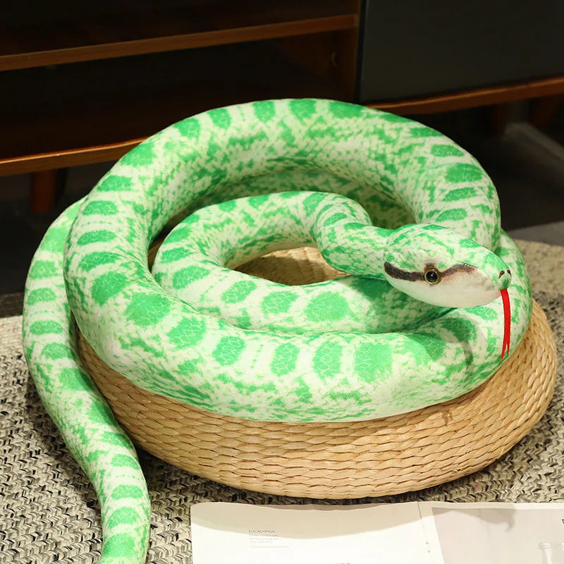 Realistic Plush Python Snake Pillow for Home Decor