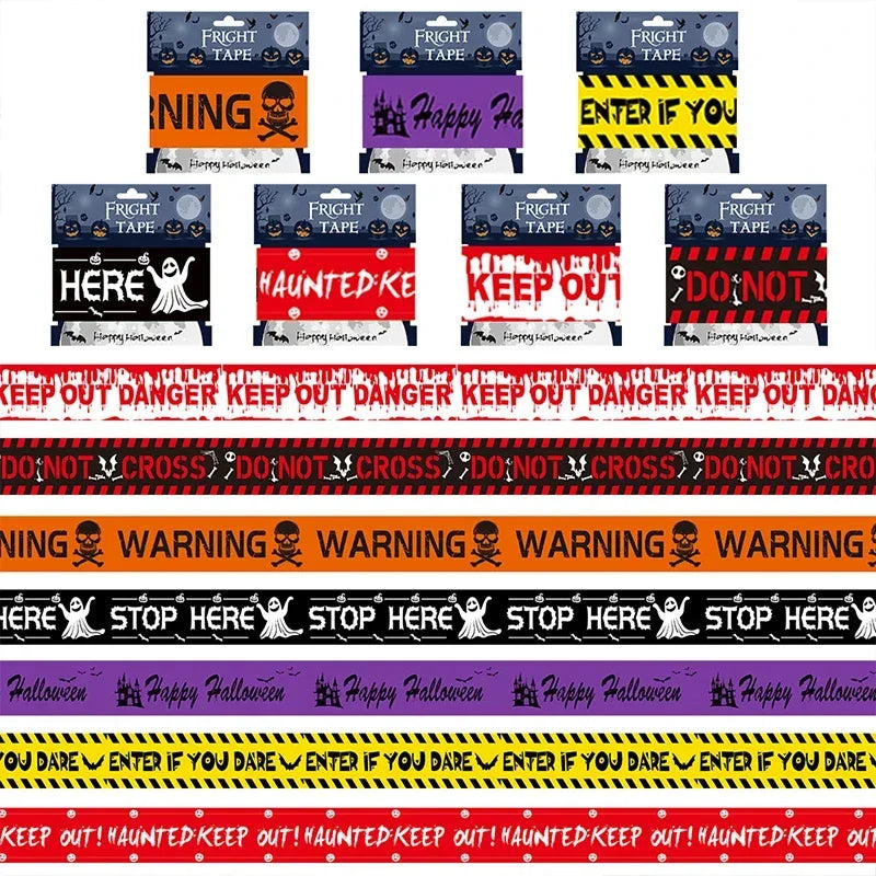 Halloween Isolation Warning Strip Scene Decoration Props Halloween Europe and The United States Skull Decoration Warning Strip