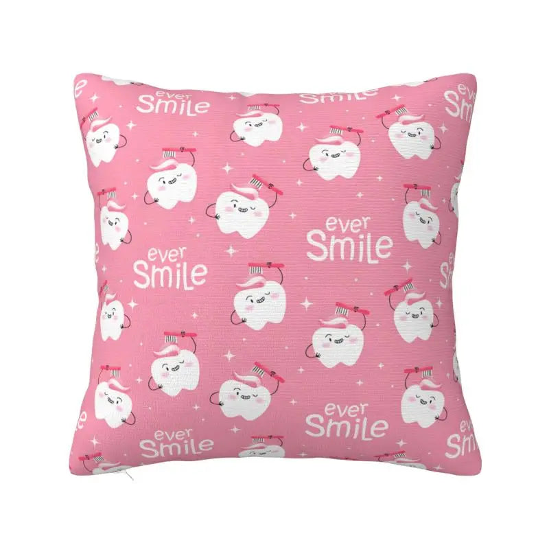 Custom Kawaii Tooth Fairy Pattern Teeth Pillow Case Care Dental Health Chair Cushion Cover Square Pillowcase