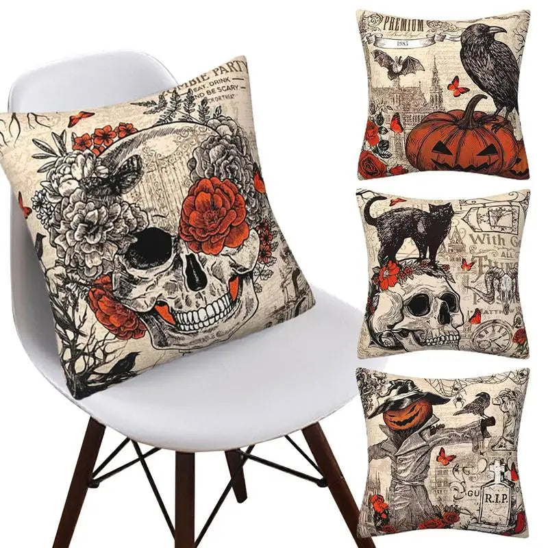 Pumpkin & Skull Pillow Case