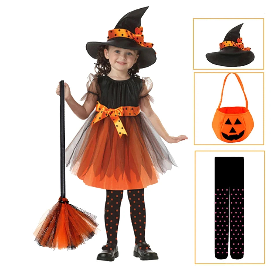 Girls' Witch Costume Set with Hat