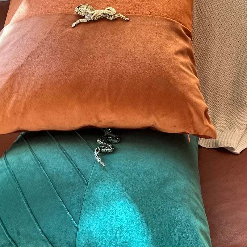 Luxury Velvet Snake Horse Pillow Cover