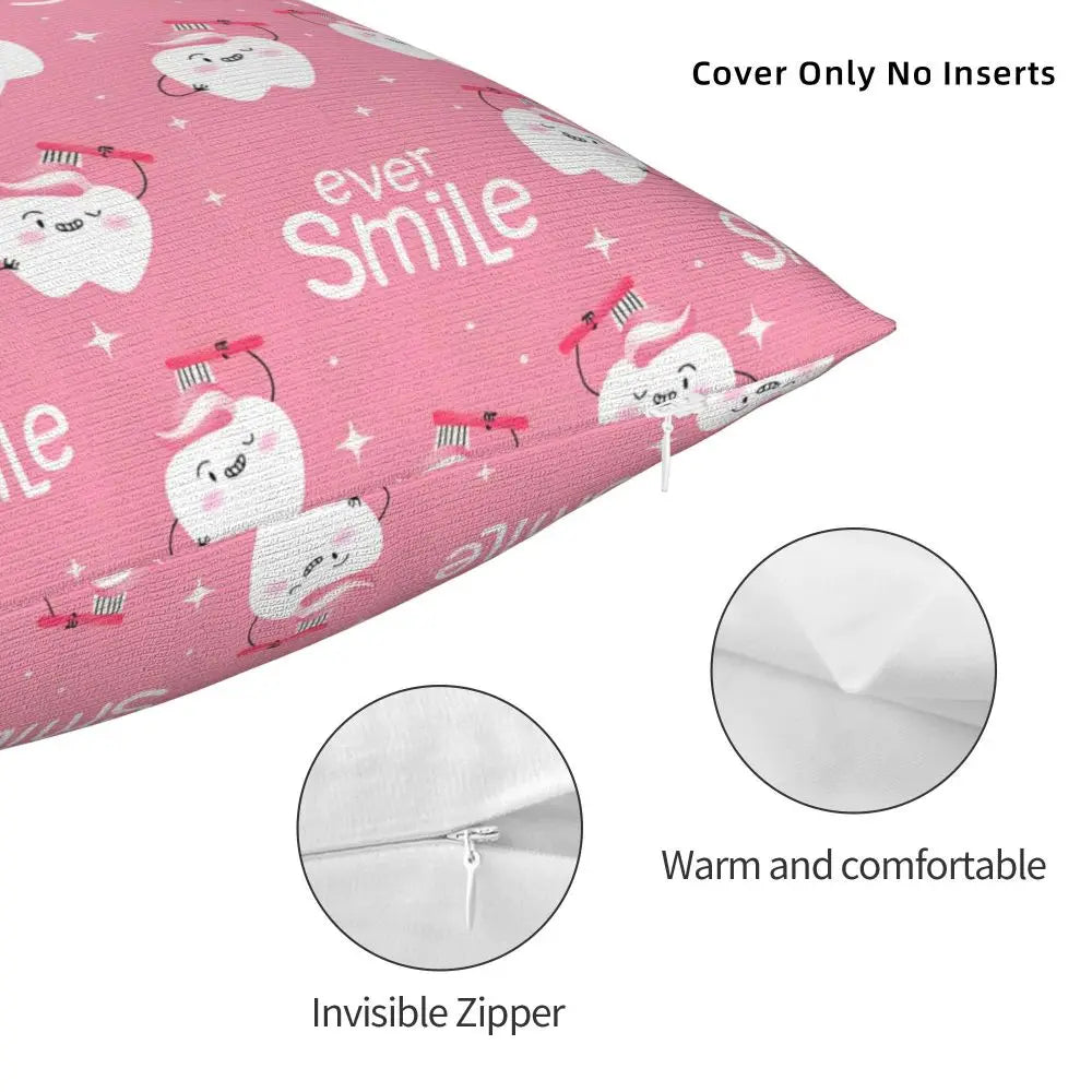 Custom Kawaii Tooth Fairy Pattern Teeth Pillow Case Care Dental Health Chair Cushion Cover Square Pillowcase