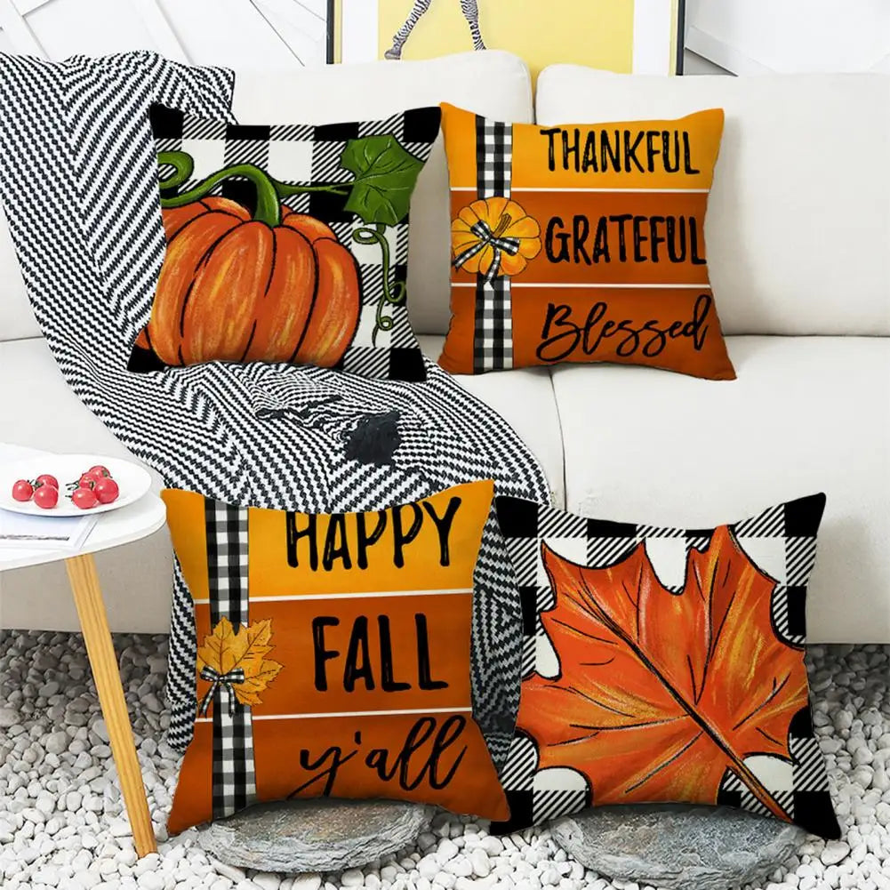 Fall Pumpkin & Maple Leaf Pillow Covers