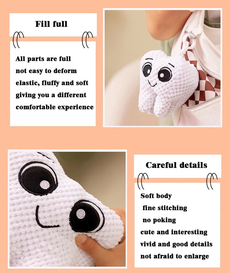 Cute imitation tooth plush toy cute white tooth plush soft pillow funny sofa cushion decoration children's gifts