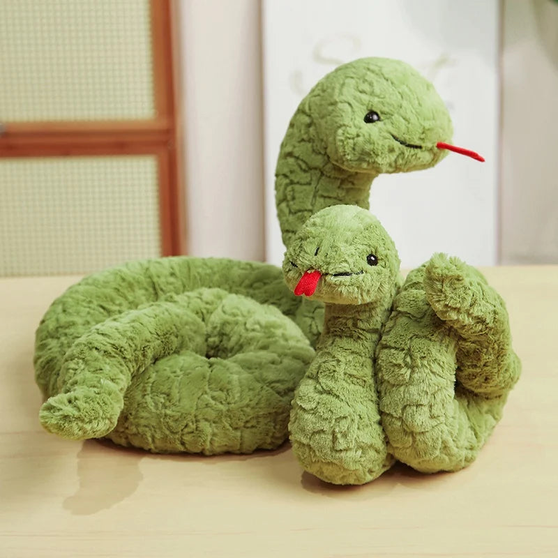 Green Cartoon Snake Pillow