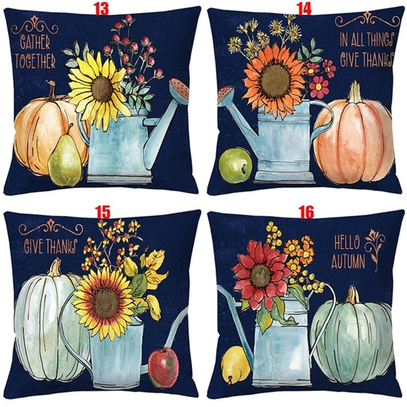 Halloween Pumpkin Linen Cushion Cover