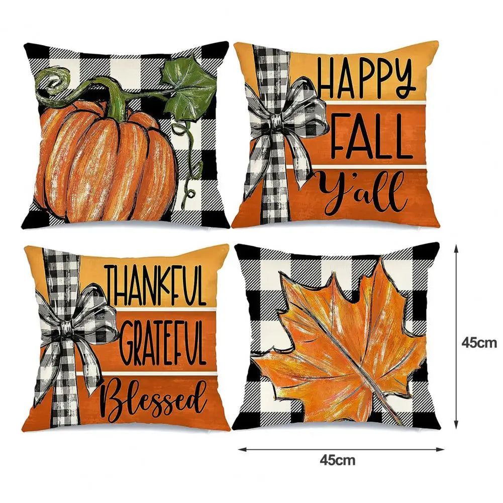 Fall Pumpkin & Maple Leaf Pillow Covers