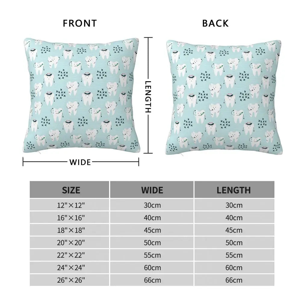 Custom Kawaii Tooth Fairy Pattern Teeth Pillow Case Care Dental Health Chair Cushion Cover Square Pillowcase