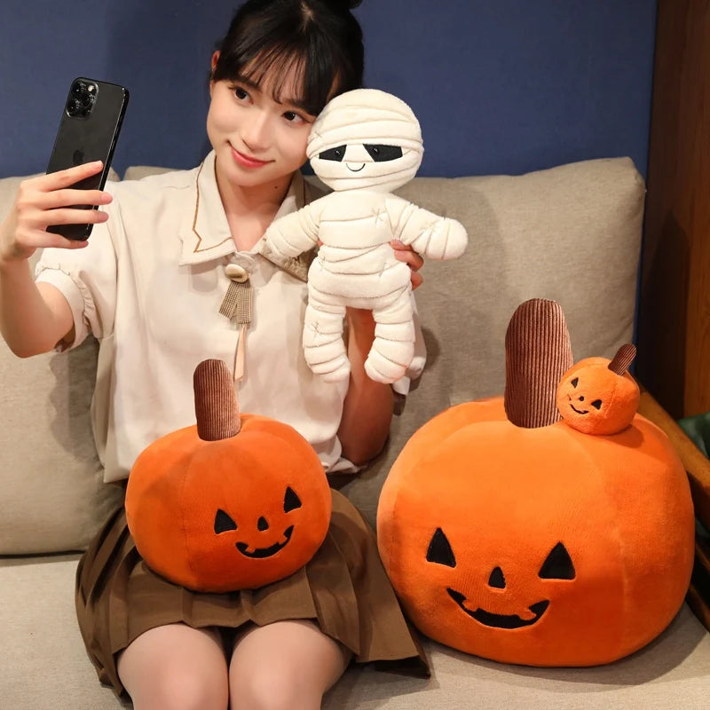 Halloween Plush Pumpkin & Mummy