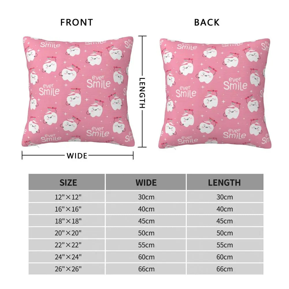 Custom Kawaii Tooth Fairy Pattern Teeth Pillow Case Care Dental Health Chair Cushion Cover Square Pillowcase